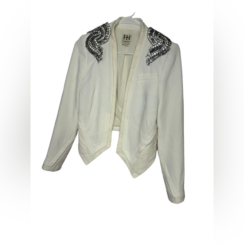 Haute Hippie Raw-Edge Beaded Open Blazer size 0